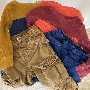 Baby Gap lined cargo pants & Cat n Jack thermal shirts